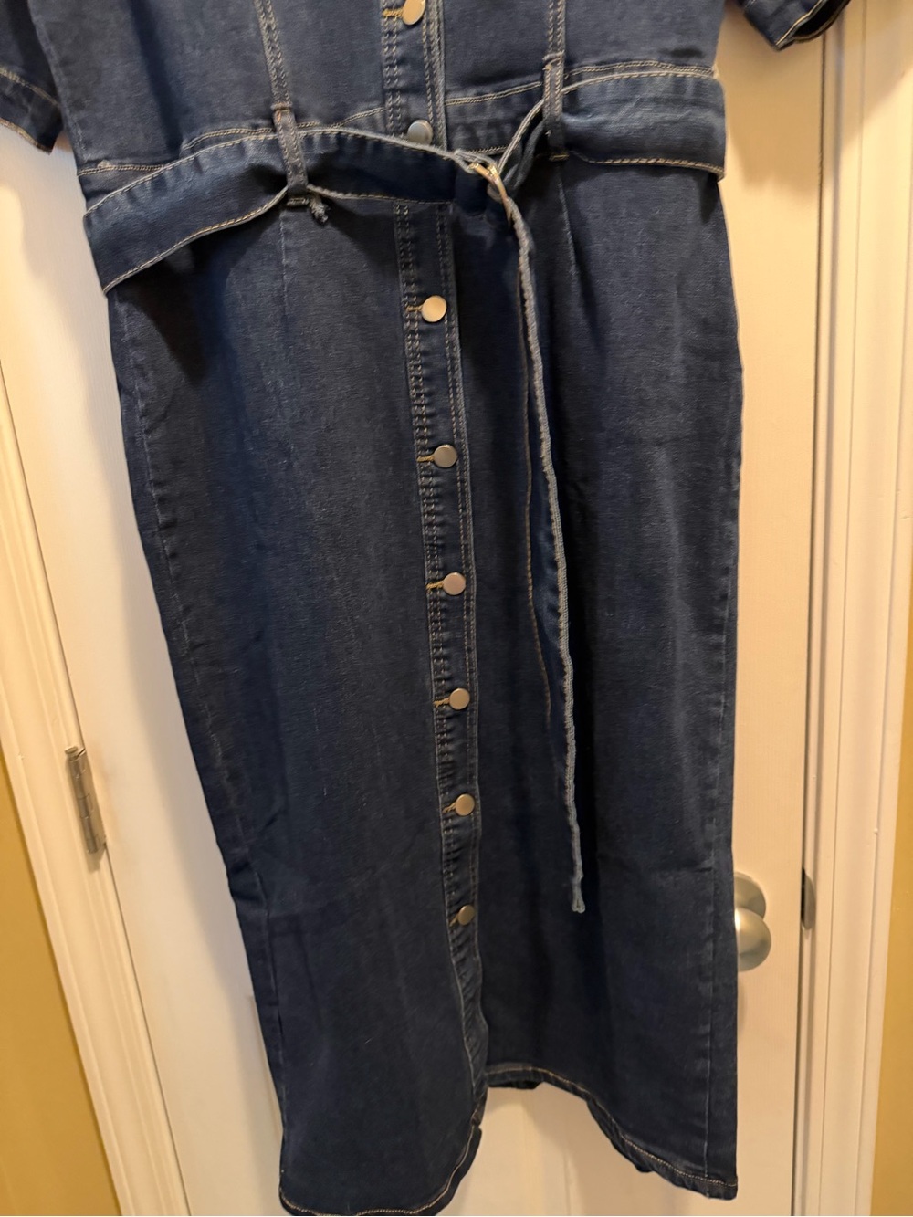 Denim Shirt Dress with Tie Waist - Picture 10 of 16